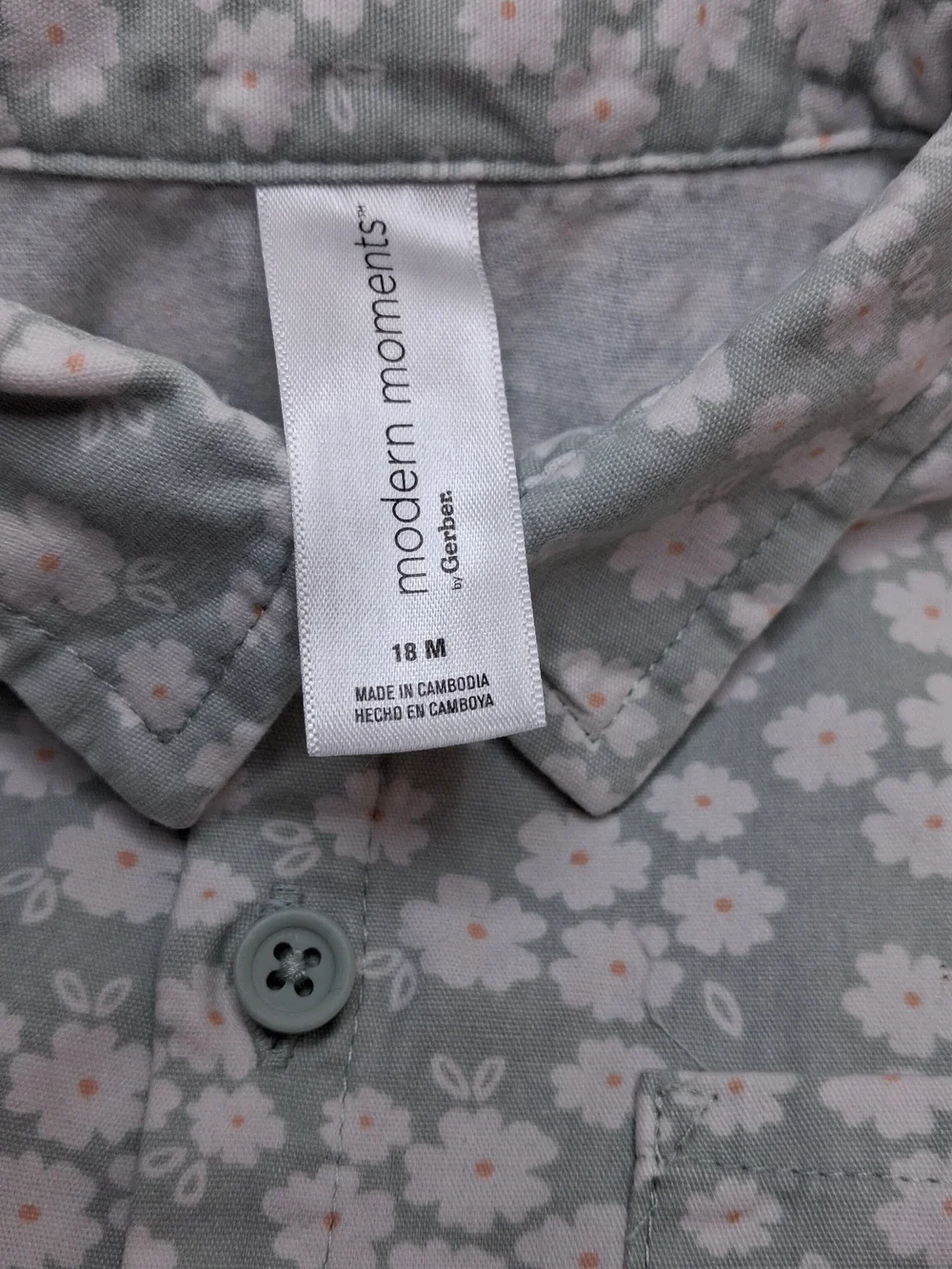 Baby Floral Button-Up Shirt and Solid Shorts - Mint Green